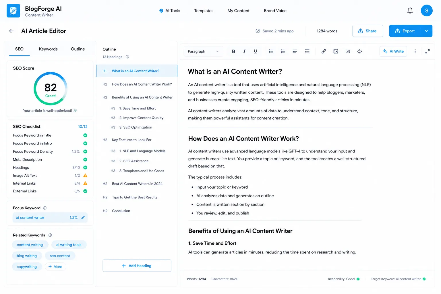 BlogForge AI Content Writer screenshot