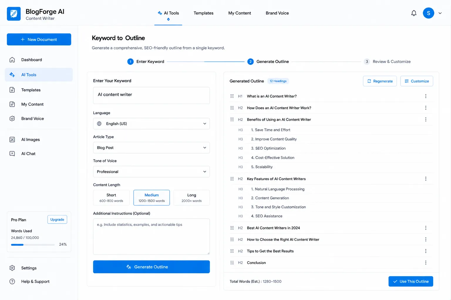 BlogForge AI Content Writer preview