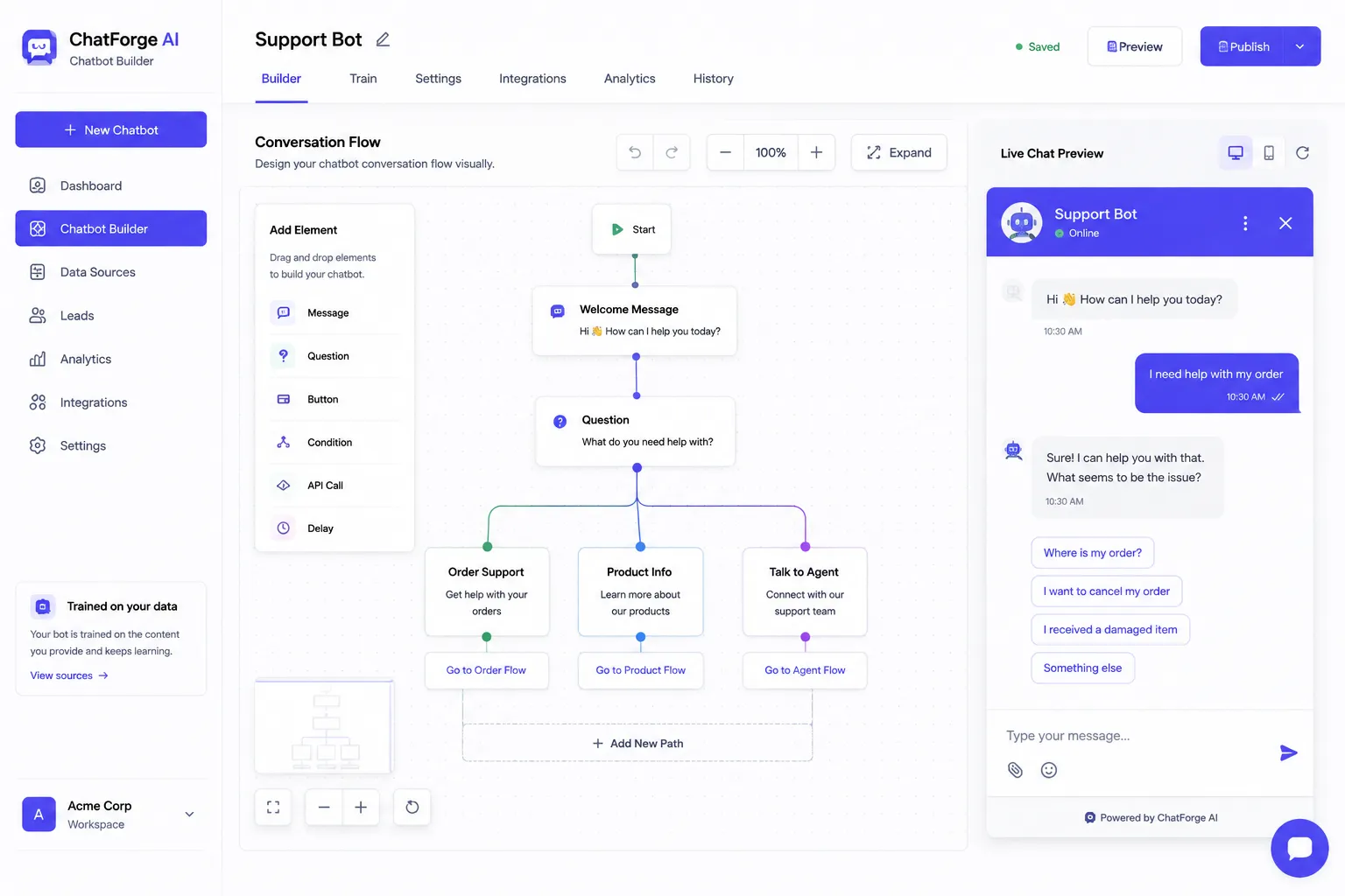 ChatForge AI Chatbot Builder