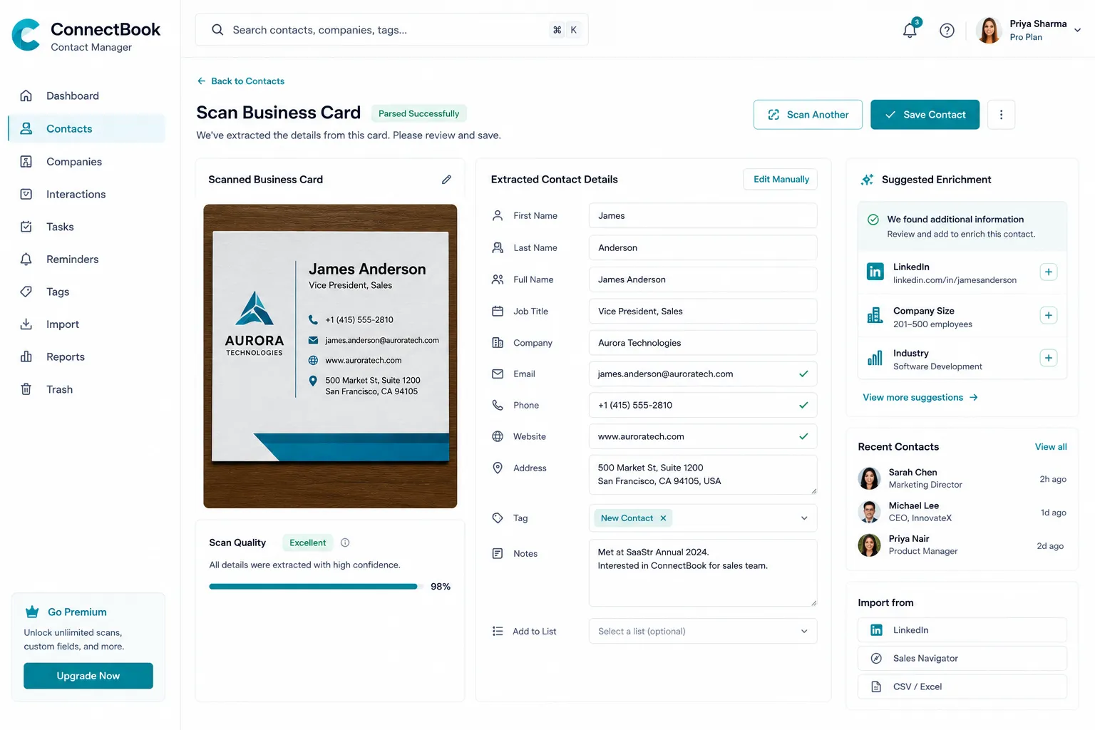 ConnectBook Contact Manager screenshot