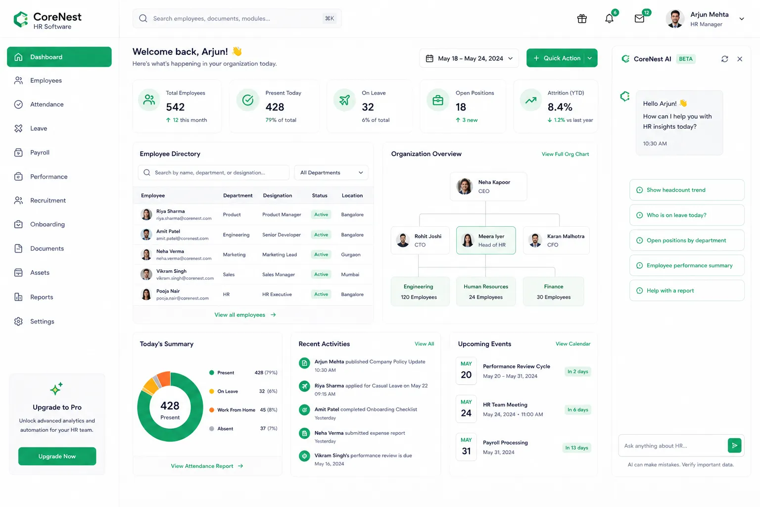 CoreNest HR Software screenshot