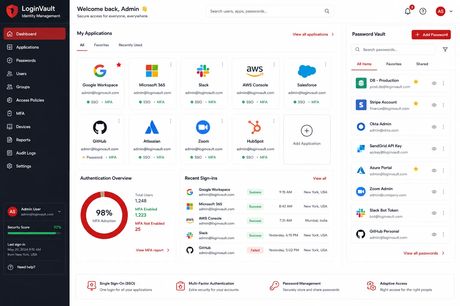 LoginVault Identity Management screenshot