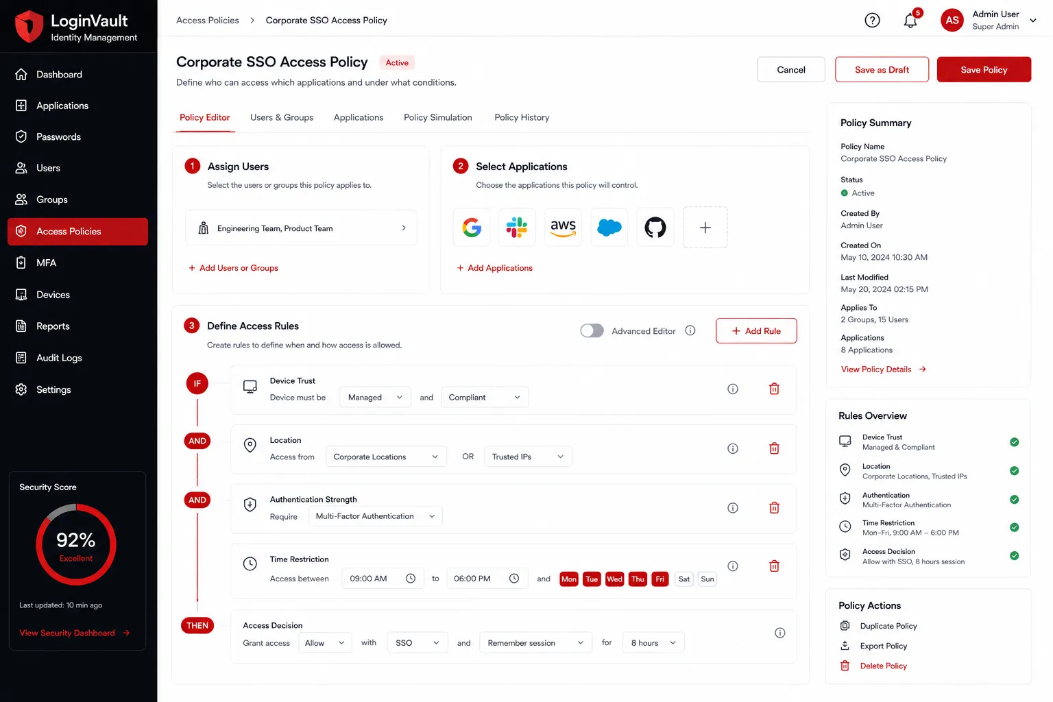 LoginVault Identity Management preview