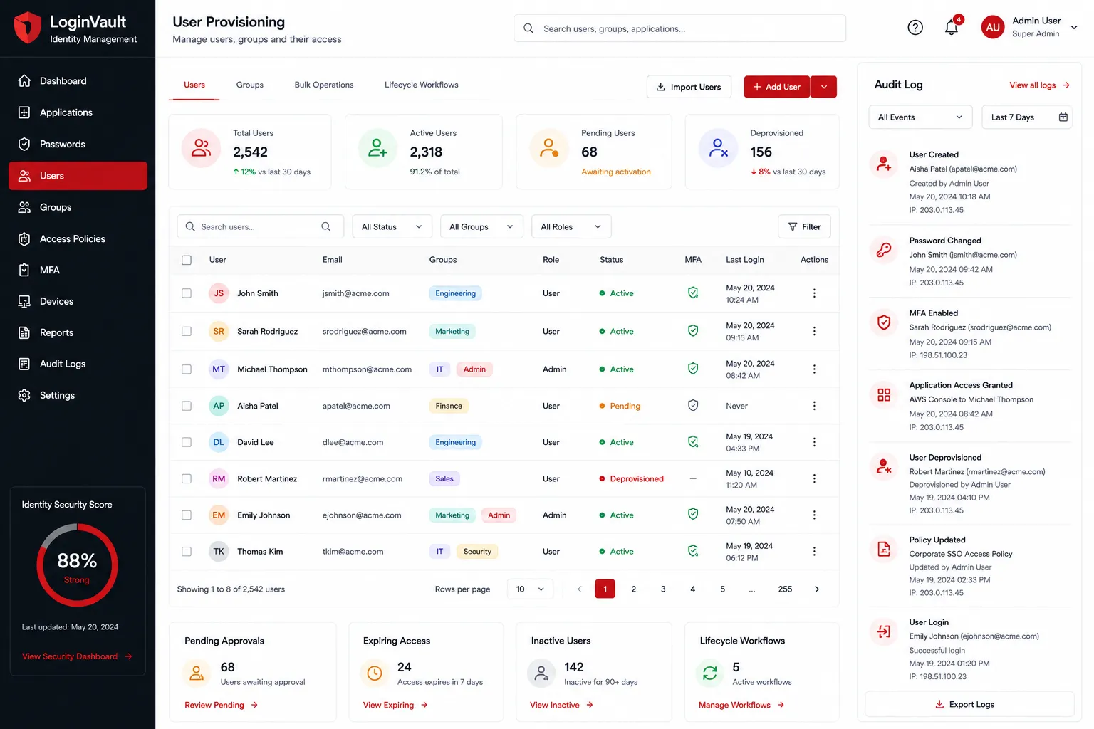 LoginVault Identity Management preview