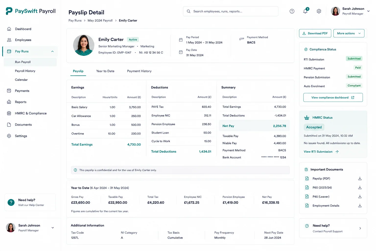 PaySwift Payroll preview