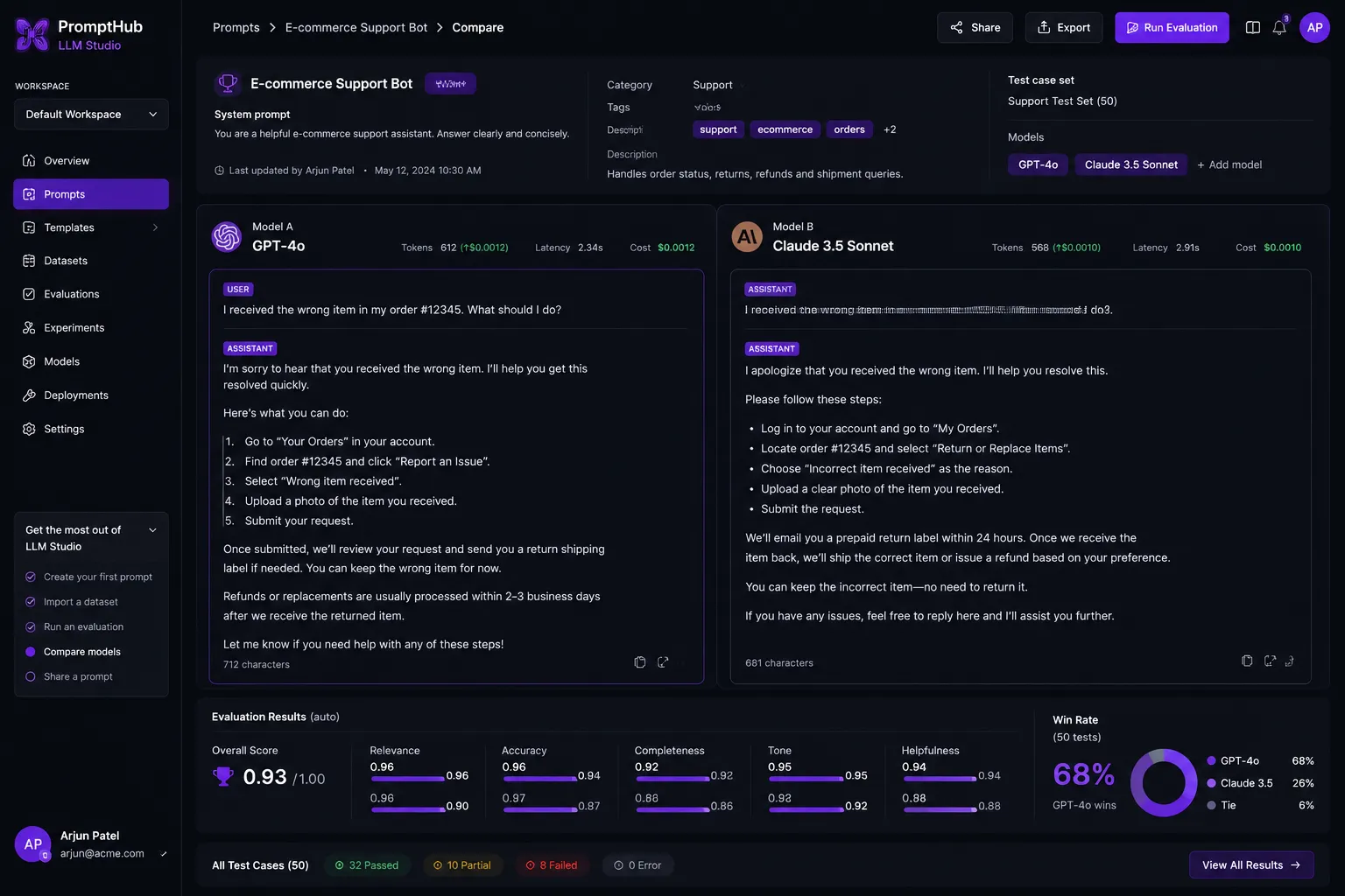 PromptHub LLM Studio screenshot