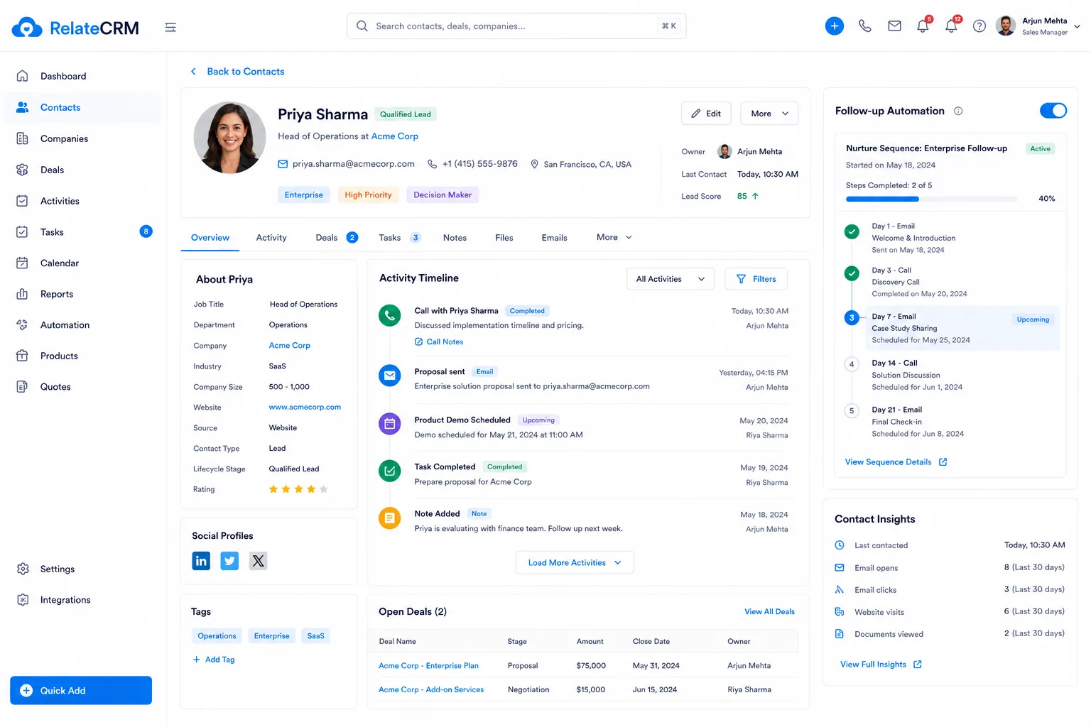 RelateCRM preview