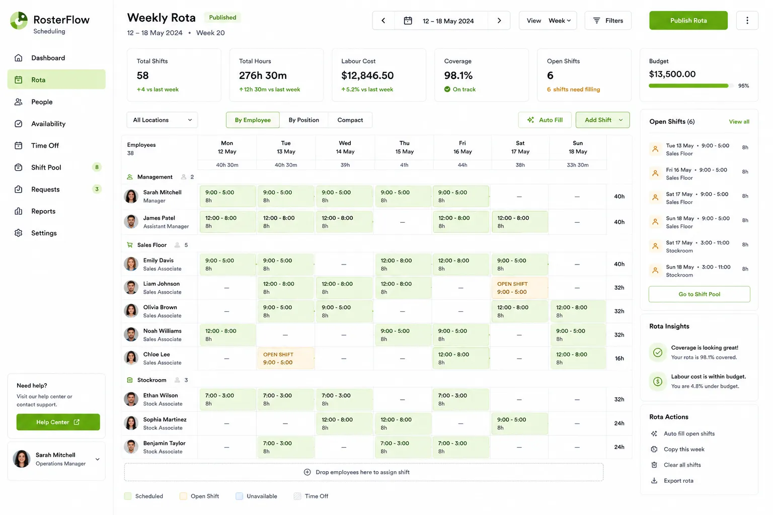 RosterFlow Scheduling screenshot