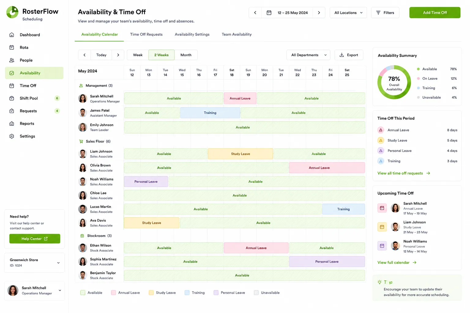 RosterFlow Scheduling preview