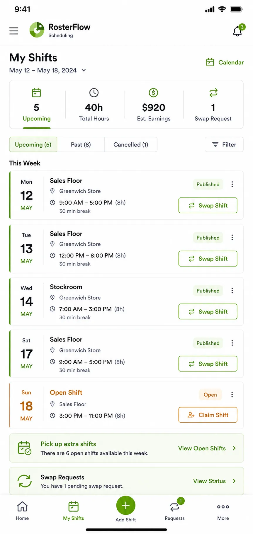 RosterFlow Scheduling preview