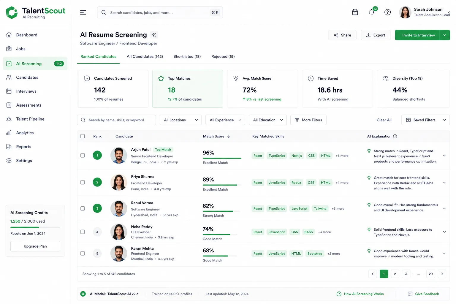 TalentScout AI Recruiting screenshot