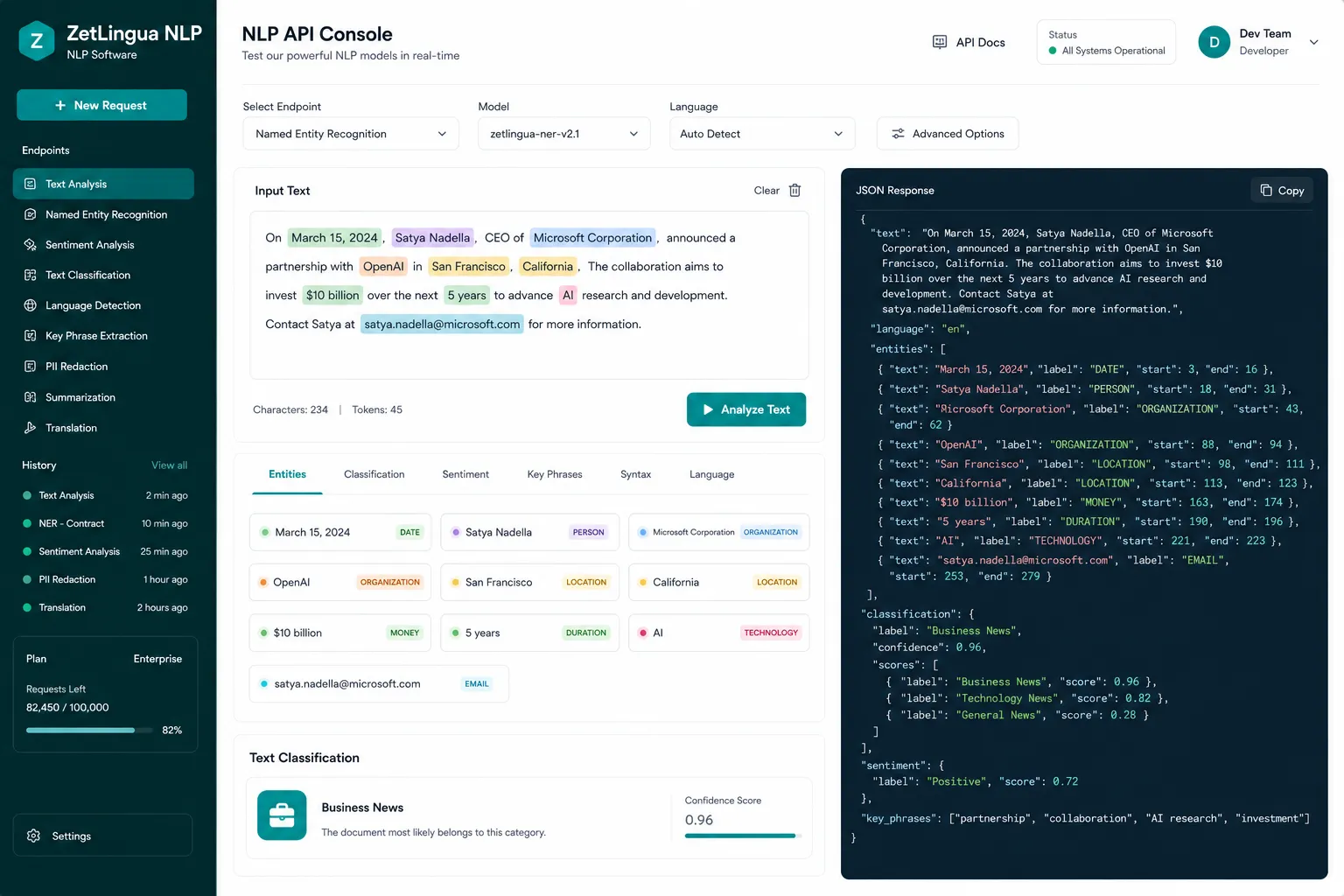 ZetLingua NLP screenshot