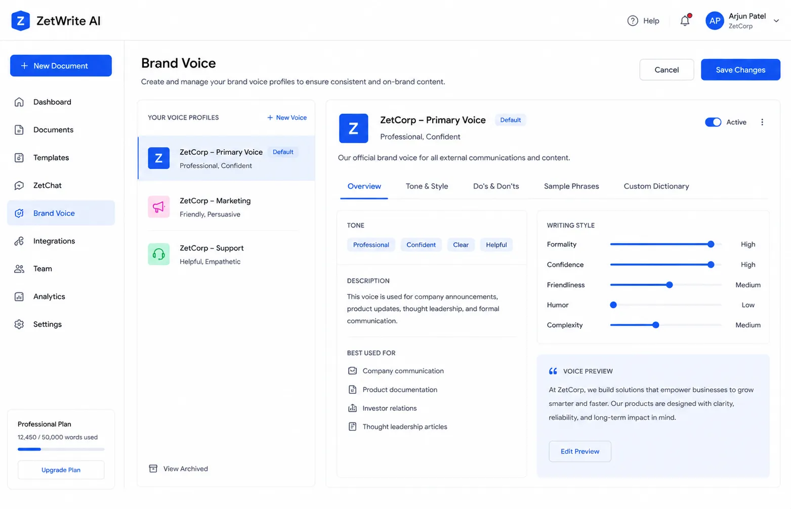 ZetWrite AI Writing Assistant preview